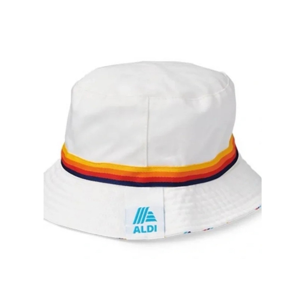 ALDI Gear 2024 Logo Bucket Hat White‎ Rainbow One Size Unisex